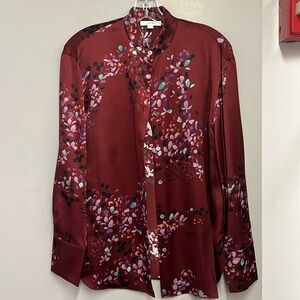 Vince band collar silk blouse